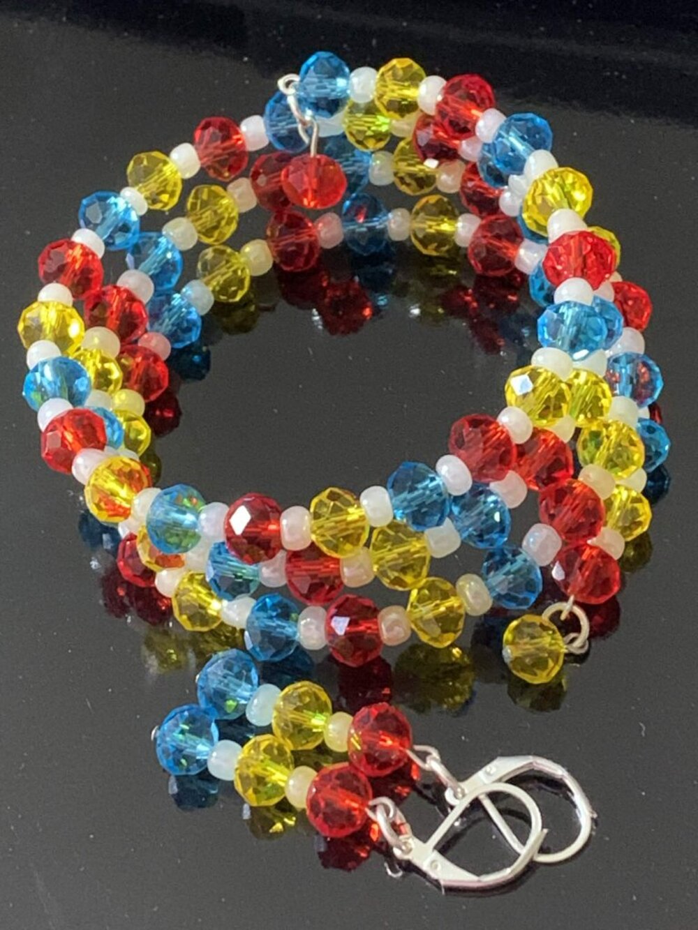 Handmade 'Fun in the sun beachball' glass coil bracelet and earrings set